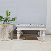 Antique Indian Reclaimed Hand Solid Wooden Rustic Coffee Table Whitewash 90x60x50cm
